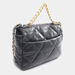 مملوكة مسبقًا حقيبة كتف شانيل 19 ديسنوف ماتيلاسي جلد حمل أسود