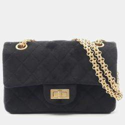 مملوكة مسبقًا Chanel 2.55 Shoulder Bag Fabric Black