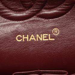 Pre Owned Chanel Matelasse Double Flap Shoulder Bag In Lambskin Leather Black