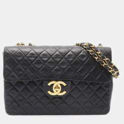 مملوكة مسبقًا Chanel Deca Matelasse 34 Shoulder Bag Lambskin Leather Black