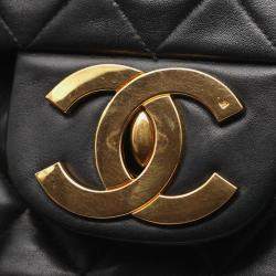 مملوكة مسبقًا Chanel Deca Matelasse 34 Shoulder Bag Lambskin Leather Black