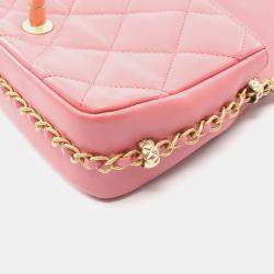 Pre Owned حقيبة كتف شانيل ماتلاسيه صغيرة جلد الخروف وردي