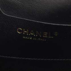 Pre Owned Chanel Matelasse Top Handle Shoulder Bag In Shiny Calfskin Leather Black