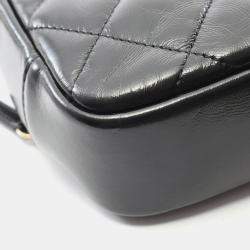 Pre Owned Chanel Matelasse Top Handle Shoulder Bag In Shiny Calfskin Leather Black