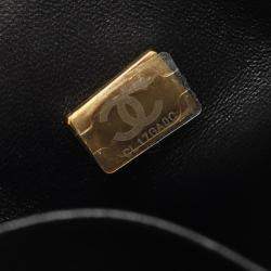 Pre Owned Chanel Matelasse Top Handle Shoulder Bag In Shiny Calfskin Leather Black