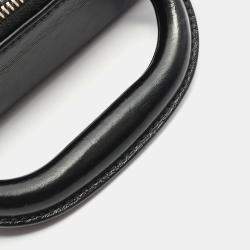 Pre Owned Chanel Matelasse Top Handle Shoulder Bag In Shiny Calfskin Leather Black