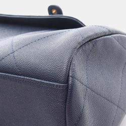مملوكة مسبقًا Chanel Matelasse Shoulder Bag In Grained Calfskin Leather Navy Blue