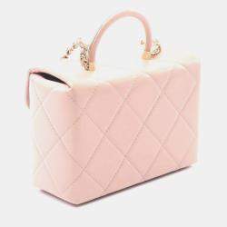 Pre Owned Chanel Matelasse Top Handle Shoulder Bag Leather Pink