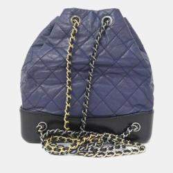 مملوكة مسبقًا Chanel Gabriel Line Black, Navy Blue Calf Leather Backpack