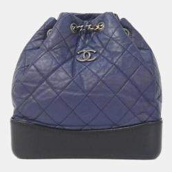 مملوكة مسبقًا Chanel Gabriel Line Black, Navy Blue Calf Leather Backpack