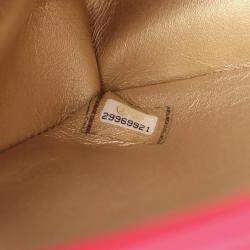 Pre Owned Chanel Matelasse Top Handle Shoulder Bag In Lambskin Leather Red