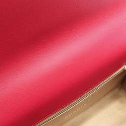 Pre Owned Chanel Matelasse Top Handle Shoulder Bag In Lambskin Leather Red