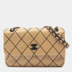 مملوكة مسبقًا Chanel Wild Stitch Beige Leather Shoulder Bag 