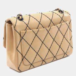 مملوكة مسبقًا Chanel Wild Stitch Beige Leather Shoulder Bag 