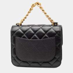 Pre Owned حقيبة كتف شانيل كوكو مارك جلد ثلاثي الألوان أسود، بحري، وسلسلة جلد كافيار