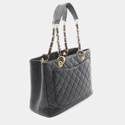 Pre Owned حقيبة توت جراند شوبينج شانيل ماتلاسي جلد عجل محبب كافيار أسود