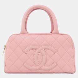 Pre Owned Chanel Pink Calf Leather Boston Bag