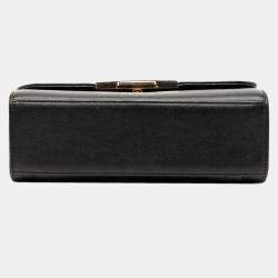 Pre Owned Chanel Matelasse Click Label Handbag Chain Shoulder Bag Black Leather