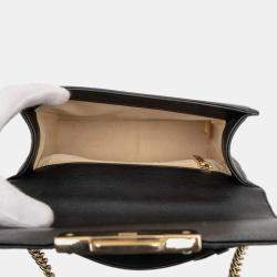 Pre Owned Chanel Matelasse Click Label Handbag Chain Shoulder Bag Black Leather