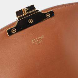 Pre Owned Celine Teen Triomphe Shoulder Bag Canvas Leather Khaki Brown