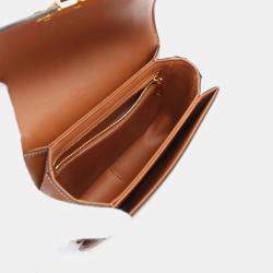 Pre Owned Celine Teen Triomphe Shoulder Bag Canvas Leather Khaki Brown