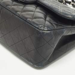 Pre Owned Chanel Classic Double Flap Jumbo Black Quilted Leather Bag