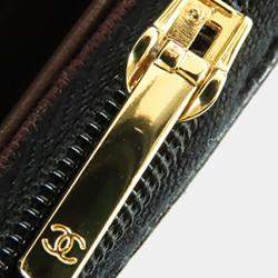 Pre Owned محفظة على سلسلة شانيل سوداء CC مبطنة كافيار