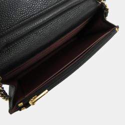 Pre Owned محفظة على سلسلة شانيل سوداء CC مبطنة كافيار