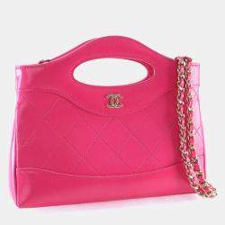 Pre Owned Chanel Nano Pink Calfskin 31 Shopping Bag