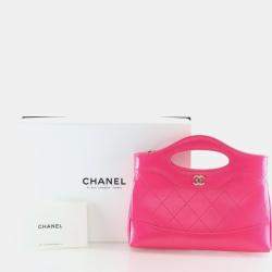 Pre Owned Chanel Nano Pink Calfskin 31 Shopping Bag