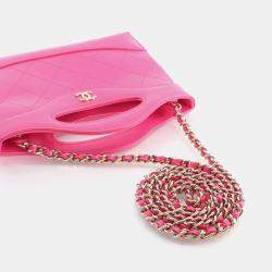 Pre Owned Chanel Nano Pink Calfskin 31 Shopping Bag