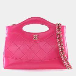 Pre Owned Chanel Nano Pink Calfskin 31 Shopping Bag
