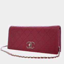 Pre Owned حقيبة شانيل زهرية جلد الحمل صغيرة على سلسلة SHW