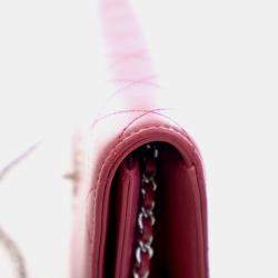 Pre Owned حقيبة شانيل زهرية جلد الحمل صغيرة على سلسلة SHW