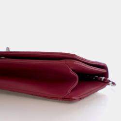 Pre Owned حقيبة شانيل زهرية جلد الحمل صغيرة على سلسلة SHW