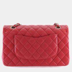Pre Owned Chanel Medium Red Caviar Classic Double Flap Bag