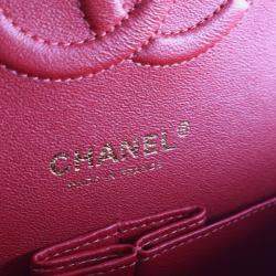 Pre Owned Chanel Medium Red Caviar Classic Double Flap Bag