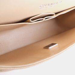 Pre Owned Chanel Medium Beige Caviar Classic Double Flap Bag