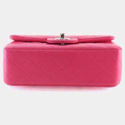 Pre Owned Chanel Mini Pink Lambskin Rectangular Classic Flap Bag