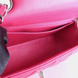 Pre Owned Chanel Mini Pink Lambskin Rectangular Classic Flap Bag