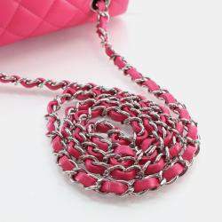 Pre Owned Chanel Mini Pink Lambskin Rectangular Classic Flap Bag