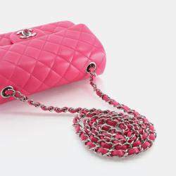 Pre Owned Chanel Mini Pink Lambskin Rectangular Classic Flap Bag