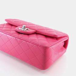 Pre Owned Chanel Mini Pink Lambskin Rectangular Classic Flap Bag