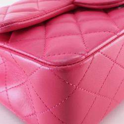Pre Owned Chanel Mini Pink Lambskin Rectangular Classic Flap Bag