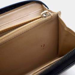 Pre Owned Chanel Black Lambskin Camellia Zip Around Long Wallet