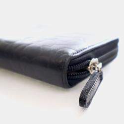 Pre Owned Chanel Black Lambskin Camellia Zip Around Long Wallet