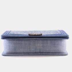 مملوكة مسبقًا حقيبة شانيل بوي تشيفرون دينيم أزرق كبير