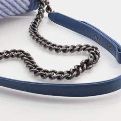 مملوكة مسبقًا حقيبة شانيل بوي تشيفرون دينيم أزرق كبير