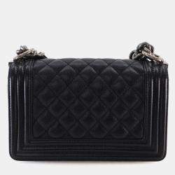 Pre Owned حقيبة شانيل صغيرة سوداء كافيار بوي