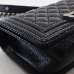 Pre Owned حقيبة شانيل صغيرة سوداء كافيار بوي